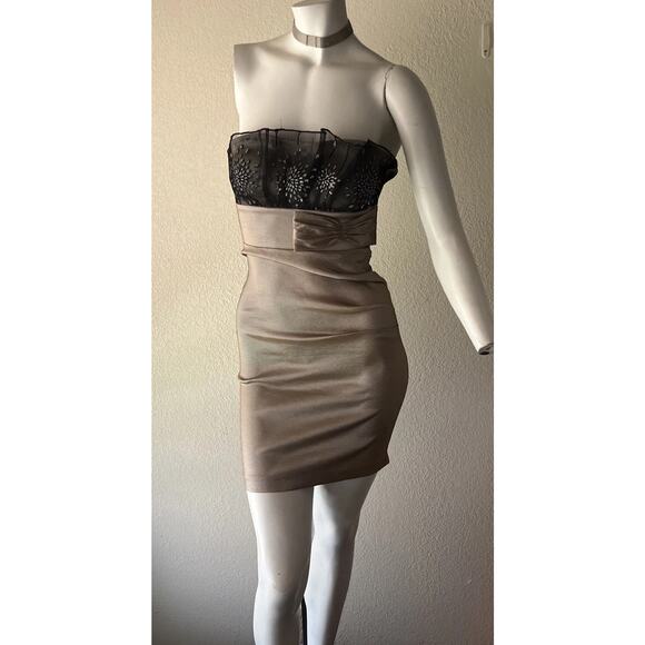 Y2K 2000s Formal Dress Small XS Strapless Mini Ruched Short Fairy Prom HOCO - Picture 4 of 16